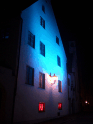 Lichtkünstlerische Stadtillumination Illumination Augsburg Antonspfründe 09.10.2010 - Lichtkunst by Wolfgang F. Lightmaster