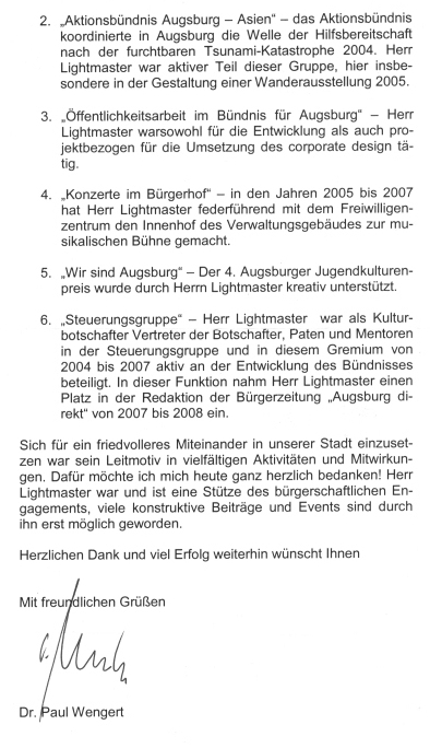 Projekt Neubrgerempfang "Miteinander sprechen" der Stadt Augsburg ab 2005 jhrlich bis heute - Wolfgang F. Lightmaster