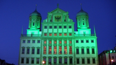 Lichtknstlerische Stadtillumination Illumination Rathaus Augsburg 2011 - Lichtkunst by Wolfgang F. Lightmaster