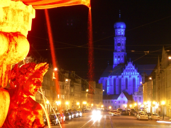 Lichtknstlerische Stadtillumination Illumination Augsburg Einladung GTM (German Travel Mart) 28.04.2008 - Lichtkunst by Wolfgang F. Lightmaster