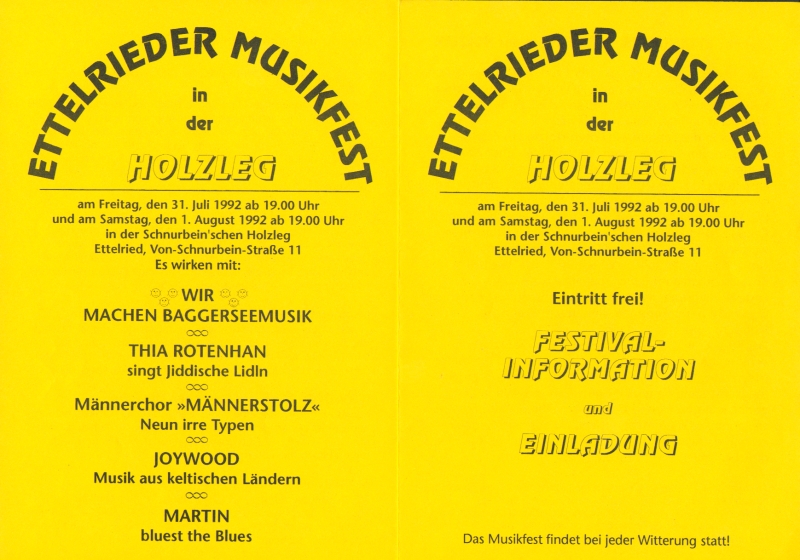 Gemeinntziges Festival fr akustische Musik in der Ettelrieder Holzleg 1992 - Wolfgang F. Lightmaster