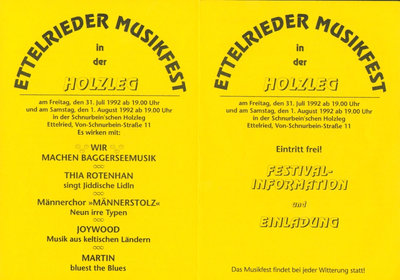 Gemeinntziges Festival fr akustische Musik in der Ettelrieder Holzleg 1992 - Wolfgang F. Lightmaster