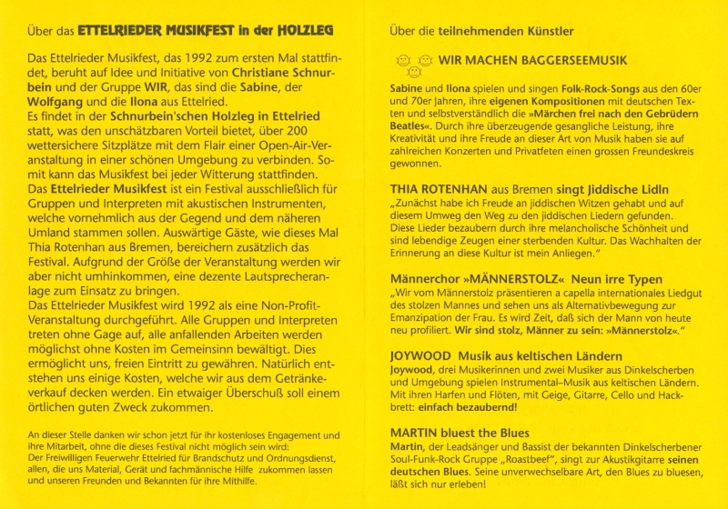 Gemeinntziges Festival fr akustische Musik in der Ettelrieder Holzleg 1992 - Wolfgang F. Lightmaster