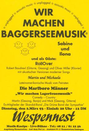 Wir machen Baggerseemusik - The platform for acoustic music - unplugged at Augsburg 1990 till 1994