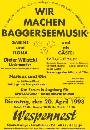 Wir machen Baggerseemusik - Das Forum für akustische Musik - unplugged in Augsburg und Umgebung 1990 bis 1994